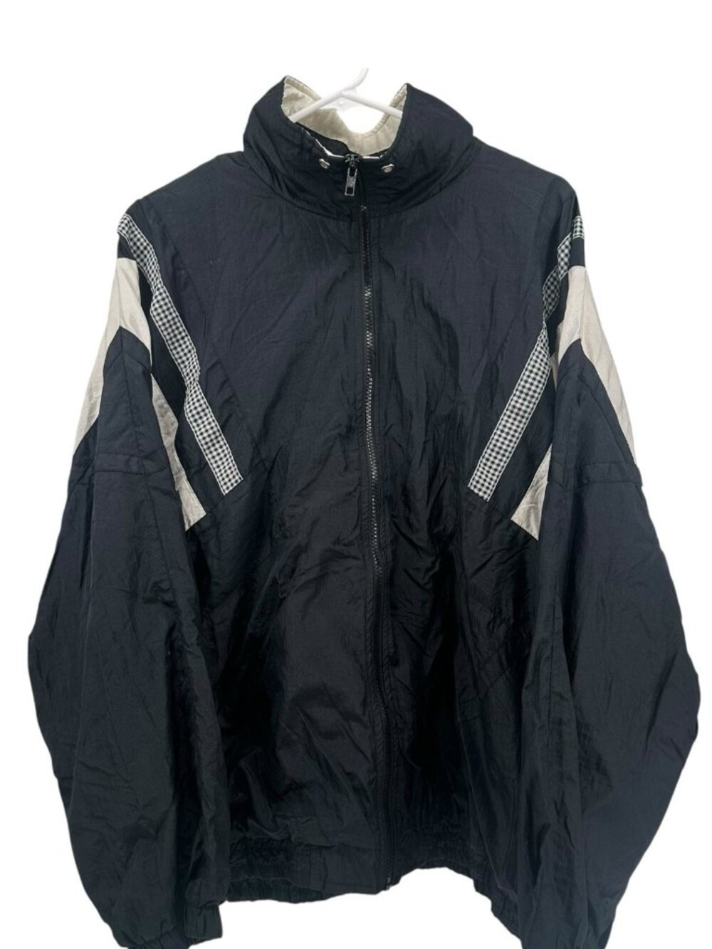 Vintage Honors Jacket Womens 2X Black White Full Zip Windbreaker